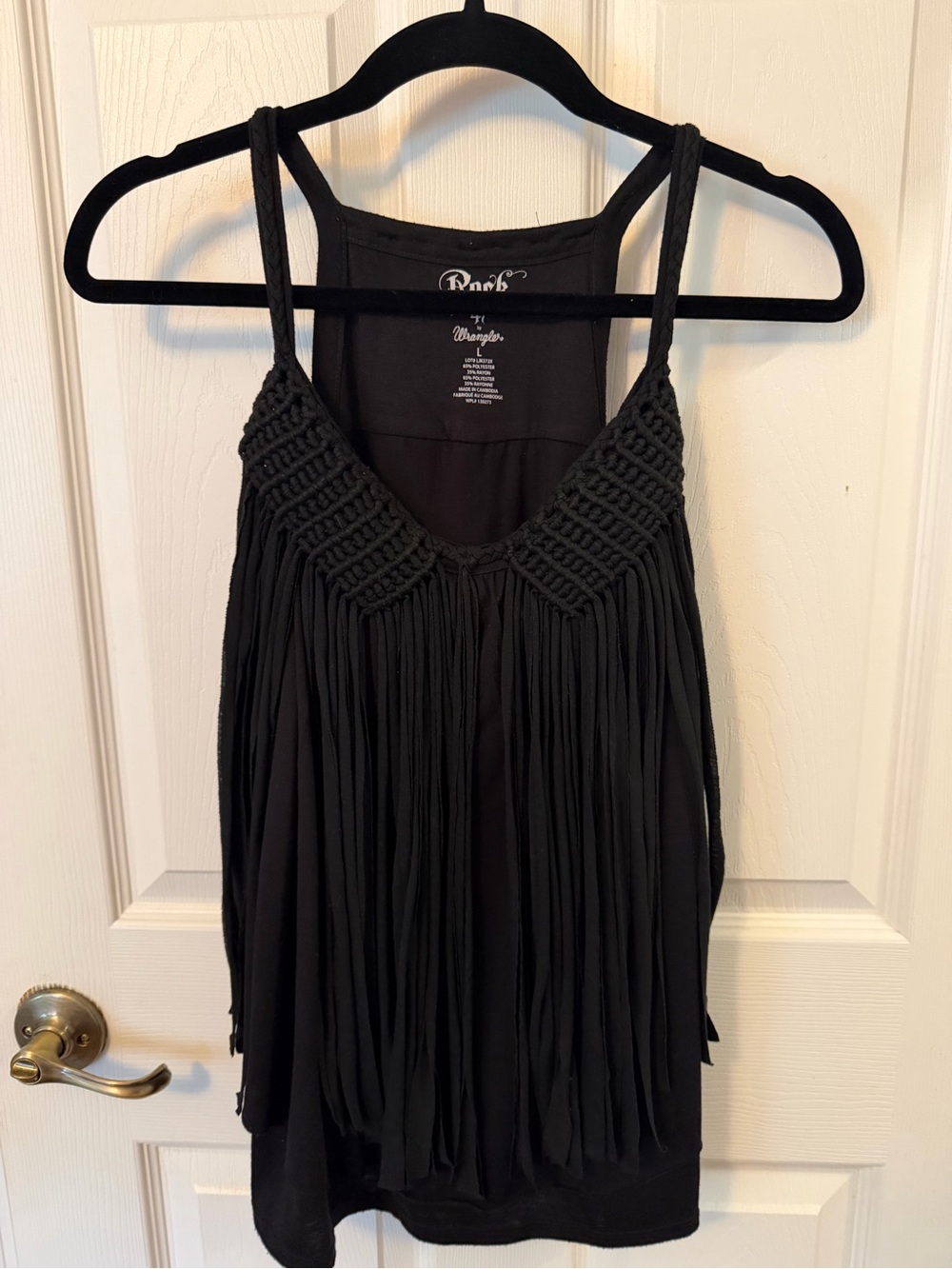 Wrangler Black Crochet Fringe Camisole